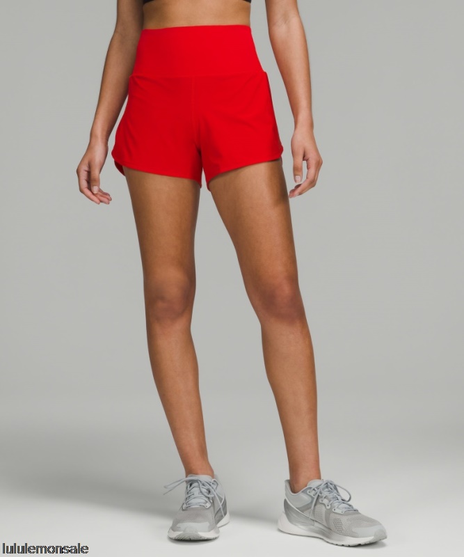 Lululemon Damen DELULU375 | Beschleunigen Hochhaus Gefüttert Kurz 4 Dunkelrot